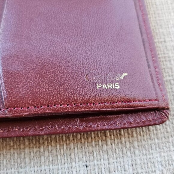 Cartier Paris Clutch Wallet Burgundy Red Leather Card Holder Purse Bag Authentic - Picture 7 of 12